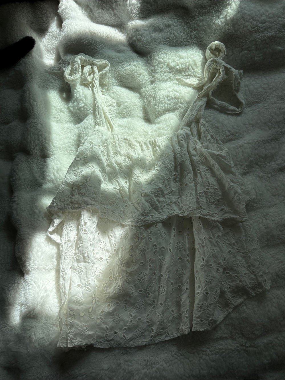 American Eagle Outfitters White Lace Ruffle Tie-Strap Tank